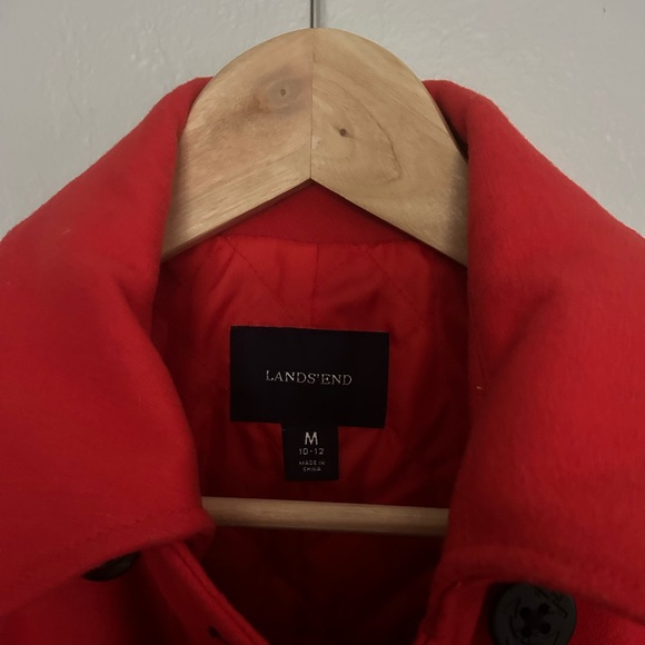 Lands’ End Red Wool Blend Pea Coat - Picture 6 of 9